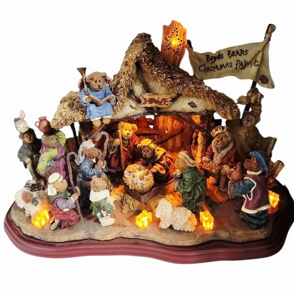 Boyds Bears Other - Boyds Bears Nativity Pageant Lighted Christmas Scene Resin Display Working